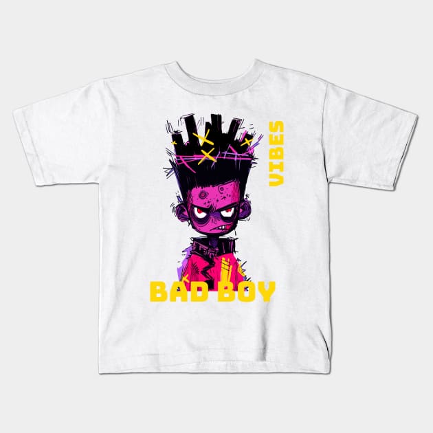 "Bad Boy Vibes" - Rebellious Attitude Art Print Kids T-Shirt by VectorAD